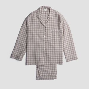 Piglet in Bed Mushroom Gingham Pajama Set (Size Medium)